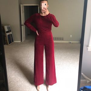 Monteau Velvet Open Back Jumpsuit